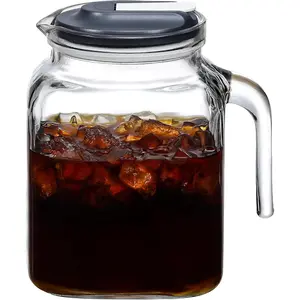68 Oz Seal Pitcher With Lid and Spout, Large Iced  Pitcher for Fridge, Wide Mouth Glass Jar Container for Homemade Juice & Iced , Iced Coffee, and Drinks