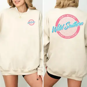 Wild Southern Outfitters - Admit Nothing Deny Everything 2-Sides Sweatshirt, Cute Crewneck Outdoors, Fall Outfitters Graphics Shirt, Simply Printed Graphic Sweatshirts, Daily Casual Cotton Womenswear