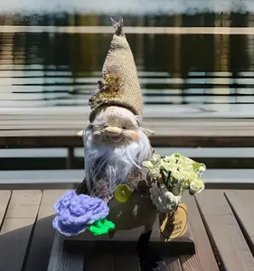 Handmade Enchanted Spirit of Grandpa Gnome Art Doll Earth Elemental W/Flowers