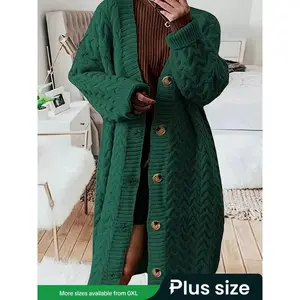 Plus Size Knit Cardigan Sweater, Solid Color Long Sleeve Pullover, Casual Loose-Fitting Fall & Winter Fashion, Women's Clothing, Knitwear