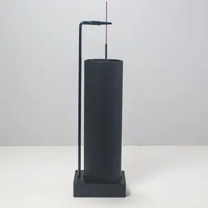Modern Incense Stick Holder with Glass Ash Catcher Anti-Ash Flying Incense Burner for Yoga Spa (Upside Down Full Black)