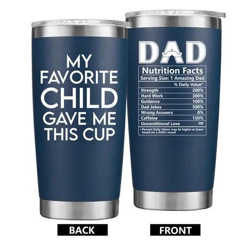 Christmas Gifts For Dad, 20 Oz Navy Blue Travel Coffee Mug Tumbler, Unique Funny Cool Dad Birthday Gift For Dad, "My Favorite Child Gave Me This Cup" Birthday Fathers Day Presents For Dad, new Dad Gifts From Son Daughter Kid Sentimental Keepsake