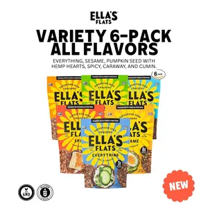 Ella's Flats Variety 6-Pack All Seed Savory Crisps – Gluten Free, Sugar Free, High Fiber Chip, Low Carb Snack, Keto Cracker, Vegan, Paleo, Diet Friendly