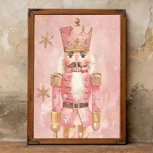 Pink Nutcracker Christmas Wall Poster – Vintage Coquette Ballet Holiday Home Decor
