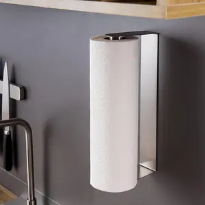 Under Cabinet Self Adhesive No Drilling Paper Towel Holder, Stainless Steel Wall Mount Rustproof Easy Tear Paper Towel Rack