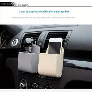 1pc Car Storage Bag Air Vent Dashboard Tidy Hanging Leather Organizer Box Glasses Phone Holder Storage Organizer Car Accessorie