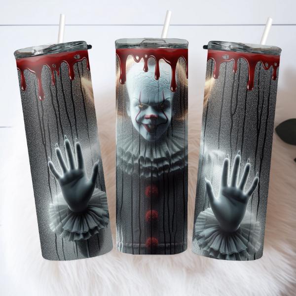 IT Pennywise Inspired Halloween 20oz Tumbler, Horror Movie Drinkware Bottle Cup