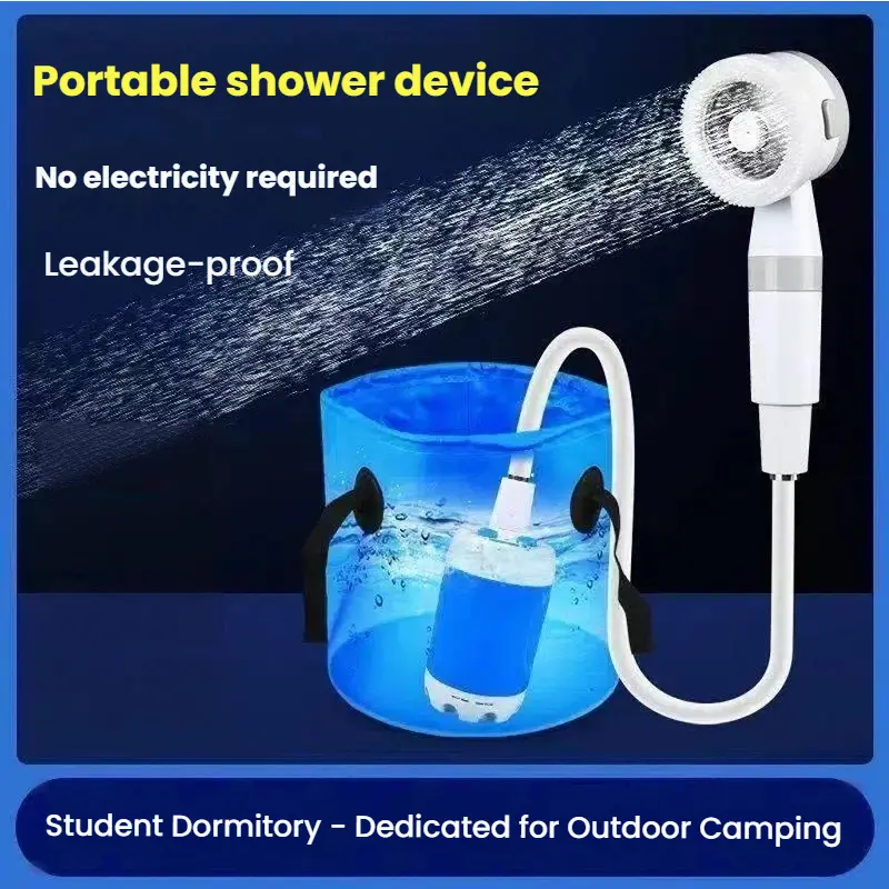 Portable Shower with USB Rechargeable Battery Pump, Waterproof Camping Gear with Adjustable Head and Power Spray, Leakage-Proof Outdoor Travel Accessory, Portable Showers, Batteries
