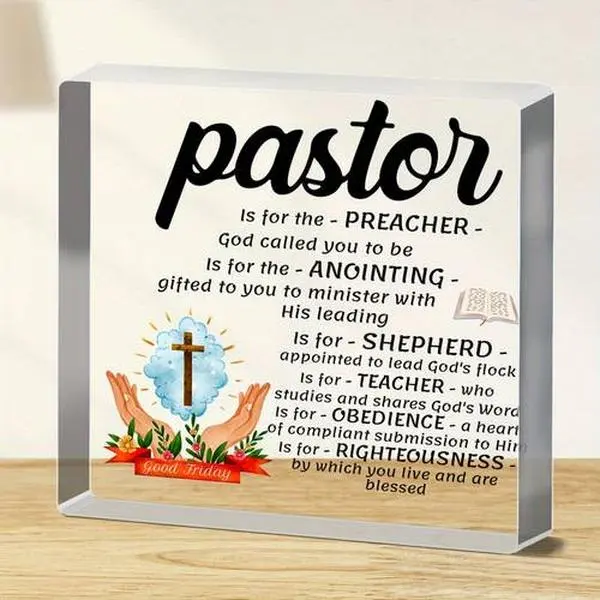 Pastor Appreciation Gifts - Acrylic Block Puzzle Pastor Gifts, Touching Sayings Engraved Pastor Gifts for MenAnd Women, Idea Birthday Christmas Thanksgiving Day Gifts for Pastor Decor Signs