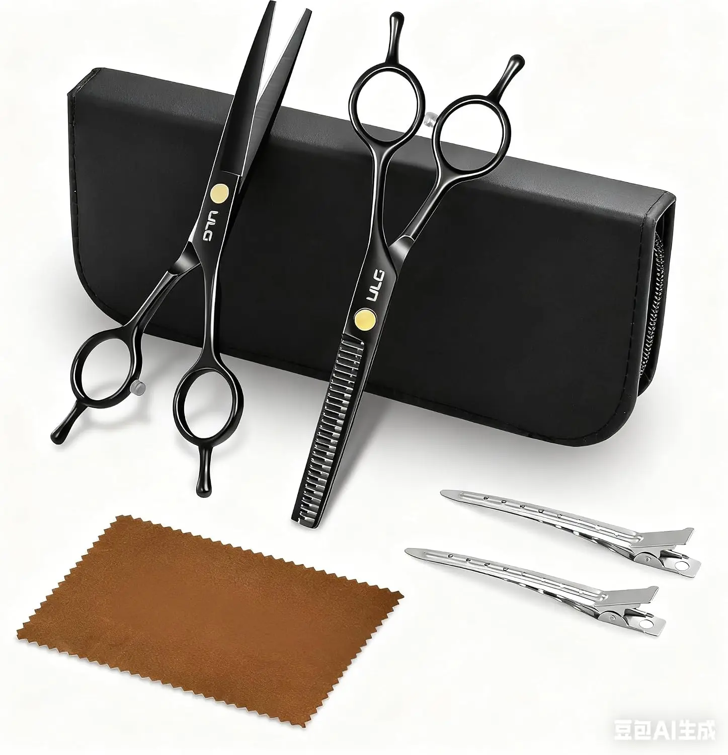 Hair Cutting Scissors Thinning Shears Kit ULG Professional Barber Hairdressing Texturizing Salon Razor Edge Scissor Japanese Stainless Steel 6.5 inch BLK