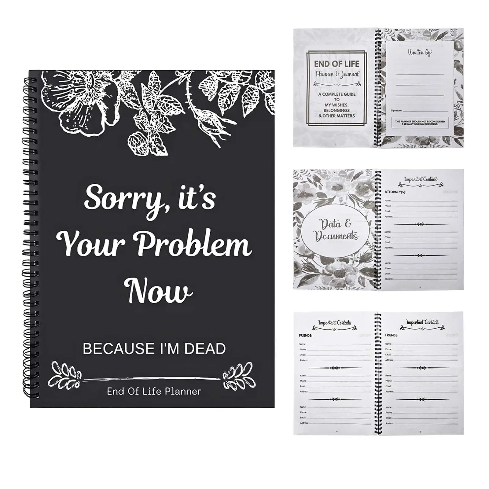 End of Life Planner Organizer Binder,Sorry,It’s Your Problem Now,Because I'm Dead,Life Book Document Organizer Notebook,End of Life Planning Workbook Paperback for Possessions Affairs Emergency Binder