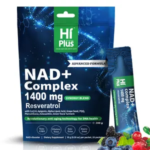 HiPlus NAD+ Berry Drink 1400 mg — Advanced Liposomal Delivery with Green Tea, Astaxanthin, Resveratrol, CoQ10, PQQ & Alpha-Lipoic Acid — Supports Cellular Energy & Healthy Aging — 20 Pack
