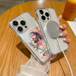 Jesus in the flowerPattern Anti-drop high-transparency material two-in-one back panel acrylic, edge TPU for iPhone16 15 14 13 cases-51YKL011