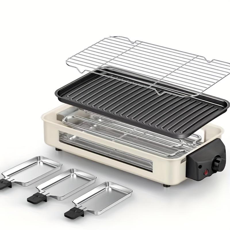 Indoor electric grill, smoke-free, kitchen indoor grill with non-stick cooking removable plates, removable Multifunction