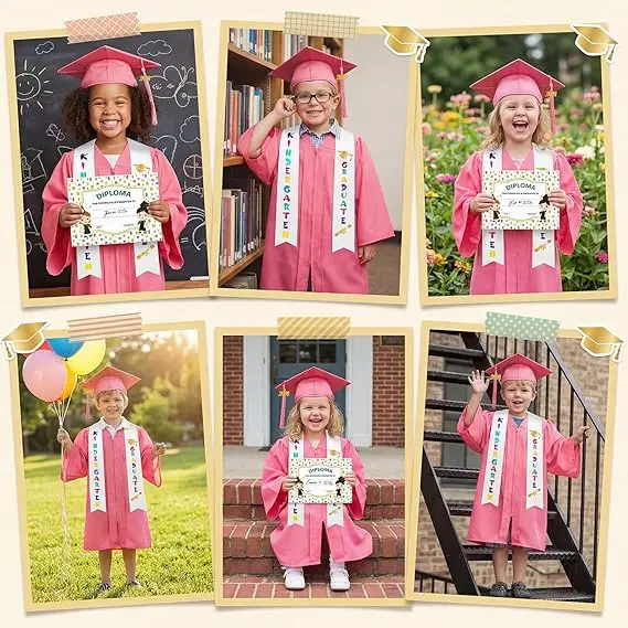 Kindergarten Graduation Outfit Class of 2026 Satin Graduation Cap & Gown Gown Set with Cap Tassels Kindergarten Graduation Outfit Class of 2026 Satin Graduation Cap & Gown Gown Set with Cap Tassels