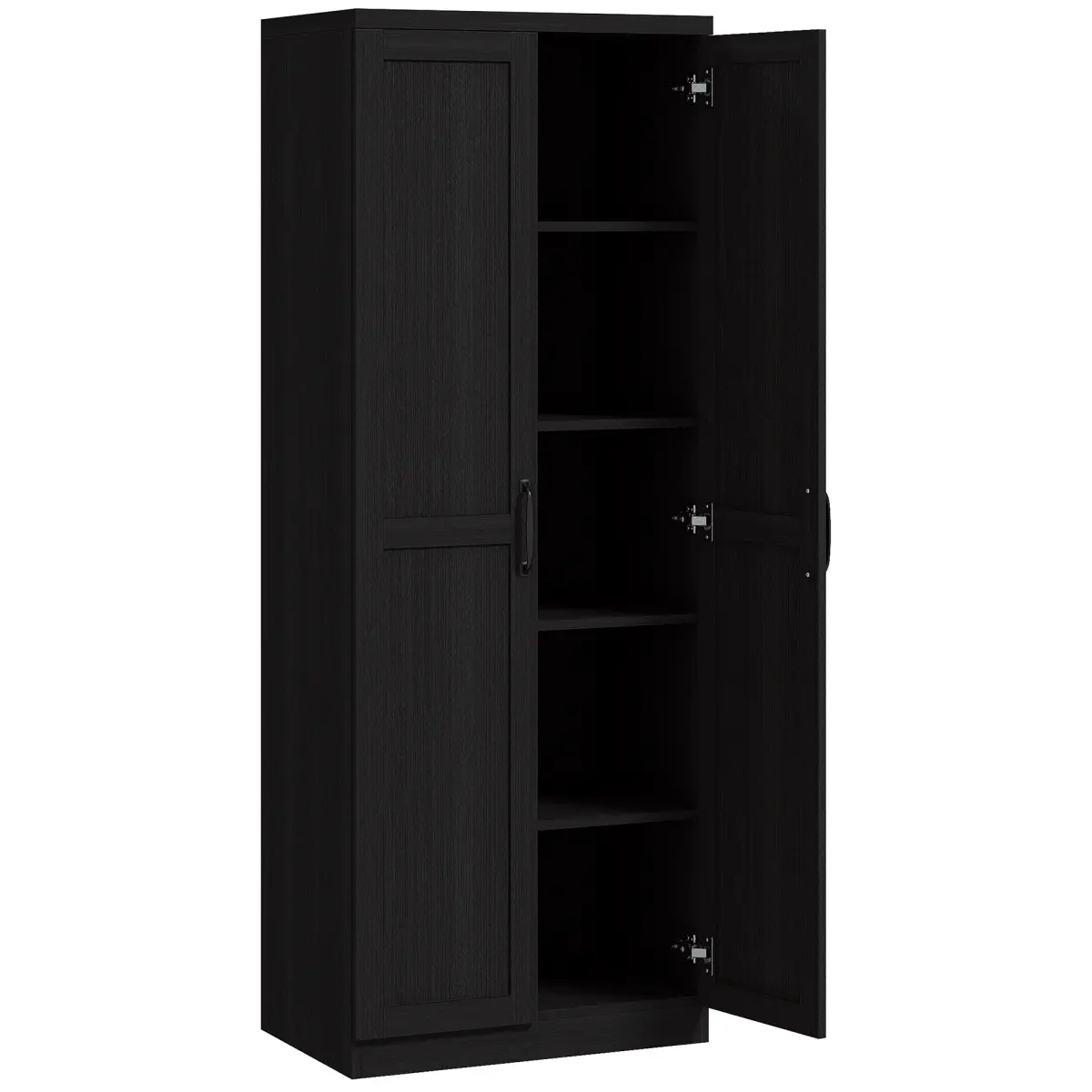 212 Main 835-540V81BK Homcom 63 in. 2-Door Kitchen Pantry, Freestanding Cabinet with 2 Adjustable Shelves for Dining Room, Cinnamon Black Wood Grain