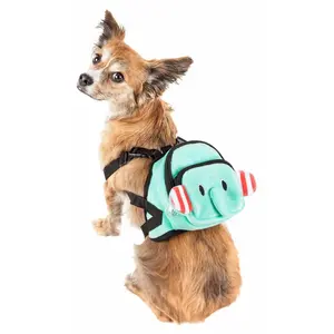 Pet Life  Dumbone Dual-Pocketed Compartmental Animated Dog Harness Backpack, Blue - Small