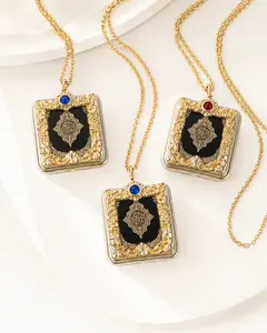 Mini Quran Pendant Necklace – Islamic Gift Keepsake with Gift Box 2 Pack