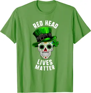 St Patricks Day Red Head Lives Matter Sugar Skull Dead T-Shirt - 27B084ZLT2N1