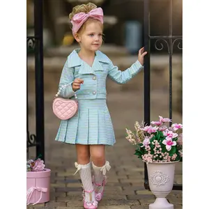 Little Sweetie Tweed Blazer and Pleated Skirt Set Little Sweetie Tweed Blazer and Pleated Skirt Set