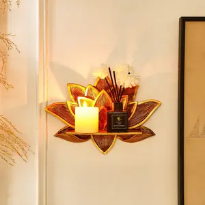 Resin Lotus Shape Decorative Floating Corner Shelf, Creative Home Decoration, Bedroom Kitchen Wall Storage Rack