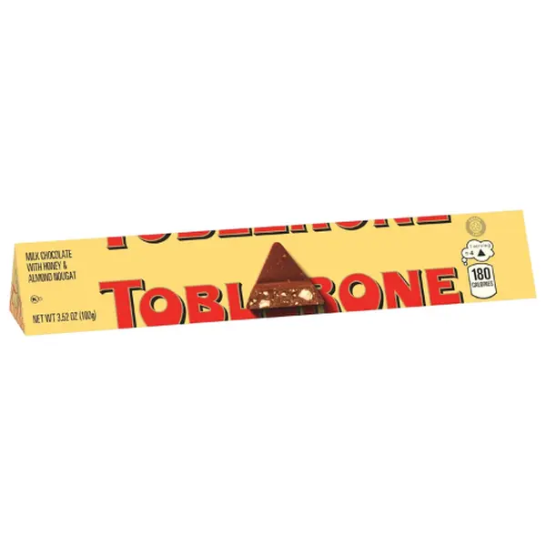 Toblerone Milk Chocolate Bar – Honey Almond Nougat Chocolate, Single Count