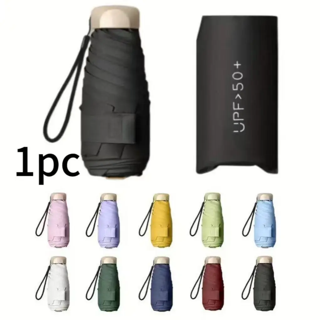 Lightweight Compact Foldable Umbrella, 6-Rib Manual Opening, Portable Sun & Rain Protection, Fashion Outdoor Accessory for Women, Rainproof Umbrella