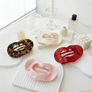 Large Flat Claw Clips for Women - Stylish Flat Hair Clips, Strong Hold for Thick & Fine Hair | Non-Slip for Secure, Comfortable All-Day Wear | Ideal Gifts for Women - Heart Shaped