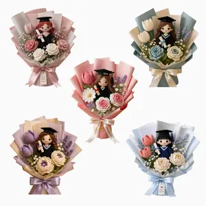 Custom Crochet Graduation Bouquet  | Personalized Full Graduate Doll & Handmade Flower Bouquet | Class of 2026 Aesthetic Keepsake Gift for Daughter, Best Friend & Girlfriend | Viral Graduation Gift 2026