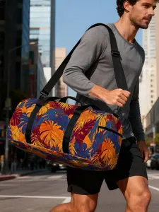 1pc Bold Tropical Leaf Fusion Travel bag Top Handle, Outdoor Luggage Storage Bag, Sports Yoga Bag, Durable Travel Gear, Perfect for Weekend Getaways, Large Capacity