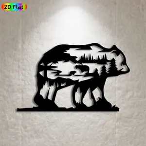 1pc Bear Metal Wall Art, Majestic Bear Statue Mural, Ideal Gift for New Year, Christmas, Wildlife Decor Enthusiasts, Weather-Resistant Metal Wall Decor Wall Sculptures, Perfect for Outdoor Fence & Living Room Wall Nature Enthusiasts