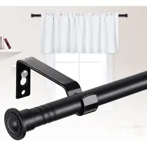 Matte Black Curtain Rods for Windows 66 to 120 Inch - Heavy Duty Extra Long Curtain Rod - 5/8"Adjustable Window Rods for Curtains