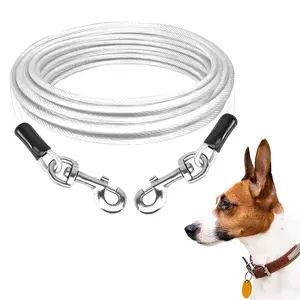 20ft 6m Extra Strong Wire Tie Out Cable for Dogs, 250LBS Heavy-Duty Dog Tie-Out Training Cable for Yard Camping Outside