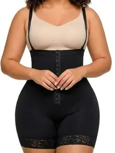 1 Count Women's Open Bust Tummy Control Compression Shapewear, Fajas, Colombian Shapewear, 3 Row Hook Detachable Strap Bodysuit, Anti Slip Jumpsuit, Crotch Zipper Body Shaper, Suitable For Casual Outings, Travel Vacation
