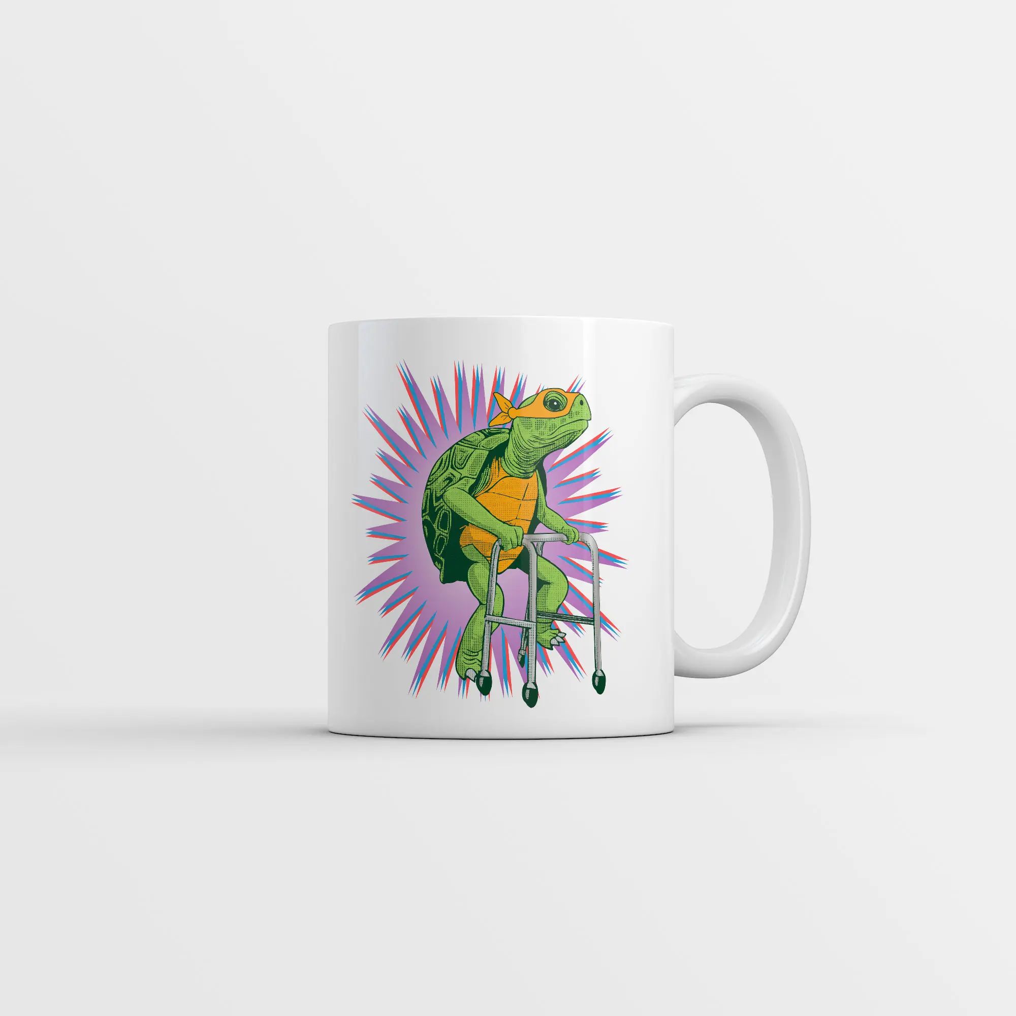 Elderly Ninja Tortoise Mug Funny Sarcastic Turtle Graphic Novelty Coffee Cup - 11oz Funny Coffee Mugs Ceramic Printed Drinkware Cup