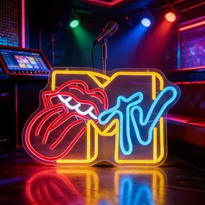 MTV neon sign decoration LED wall decoration is suitable for bedrooms, living rooms, family gatherings, birthday parties, clubs, parties KTV song rooms, shopping malls, multi-purpose decoration USB powered, dimmable