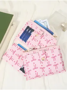 Fashionable and minimalist women's credit card bag, ultra-thin zipper and buckle double folding credit card bag, portable cash and coin pocket card bag, lightweight and portable, suitable for going out, Bifold Wallet, Elegant Fashion Wallet