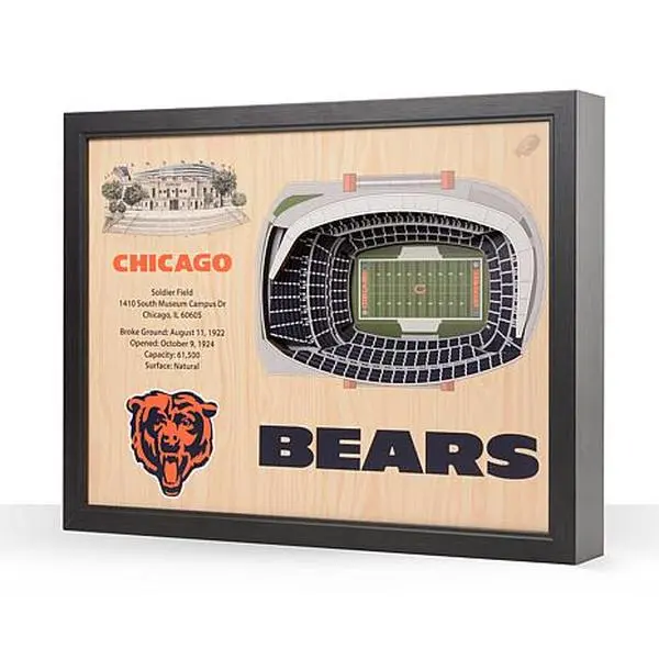 Football Fan Shop Officially Licensed NFL Chicago Bears 25-layer StadiumView 3D Wall Art