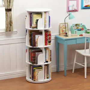 360 ° Rotating Stackable Bookshelf Organizer - White