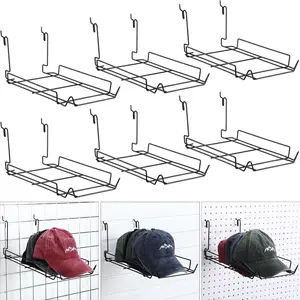 6Pcs Hat Rack Display, Black, Wall Mounted, Multifunctional for Slatwall, Grid, Pegboard, Home Retail Shop Store Boutique Organizer
