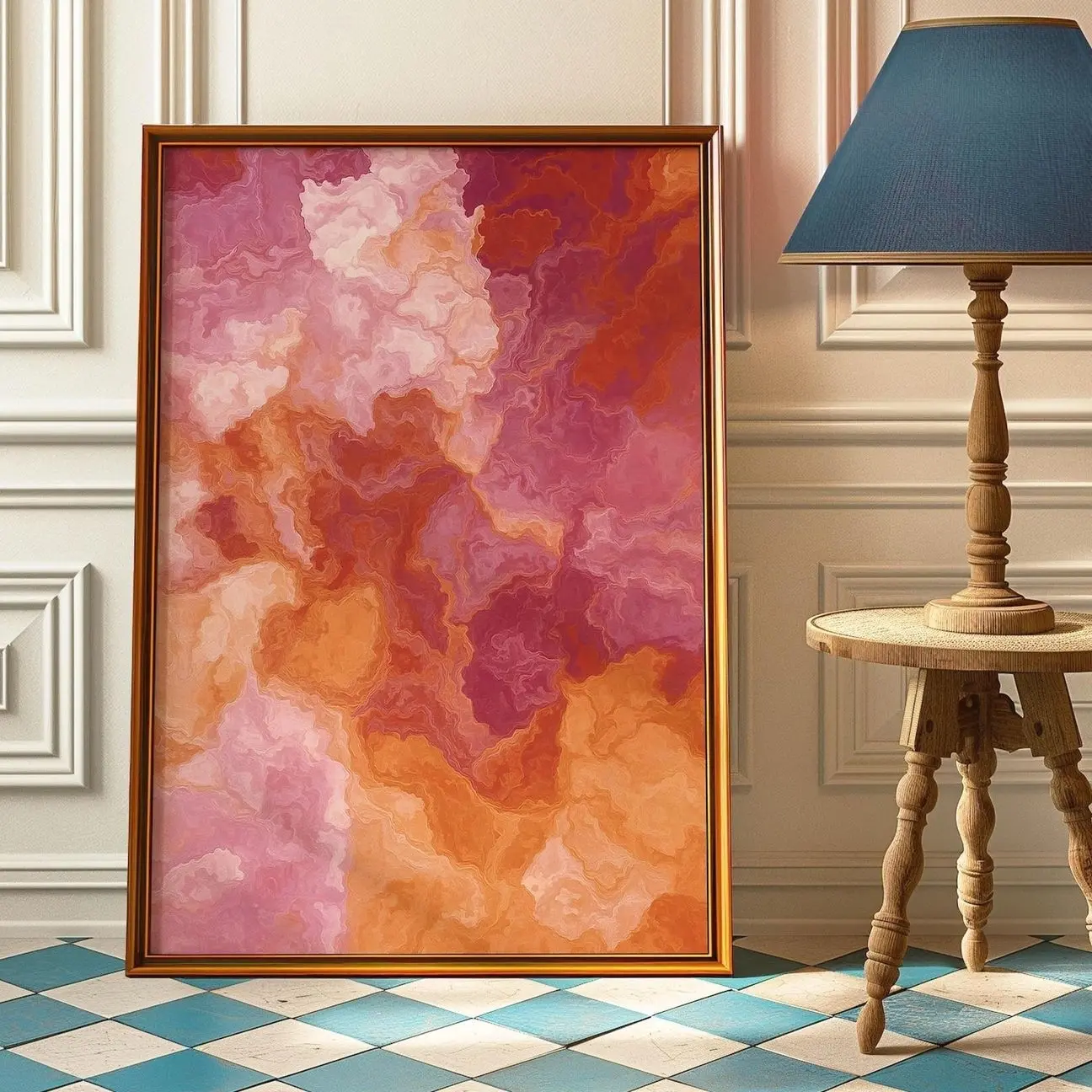 Lesbian Flag Abstract Wall Art, Feminist Pride Poster, Pink Orange Lesbian Decor, Lgbtq+ Queer Aesthetic Print