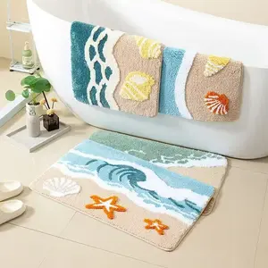 Non-Slip Bathroom Floor Mat, Washable Super Soft Water-Absorbent Bath Mat, Plush Shower Mat for External Use, 15x23/31x19 Inches