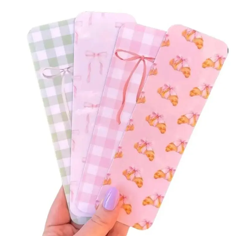 Coquette Bow Bookmarks! Pretty Bows, Plaid, Croissants, green and pink bookmarks
