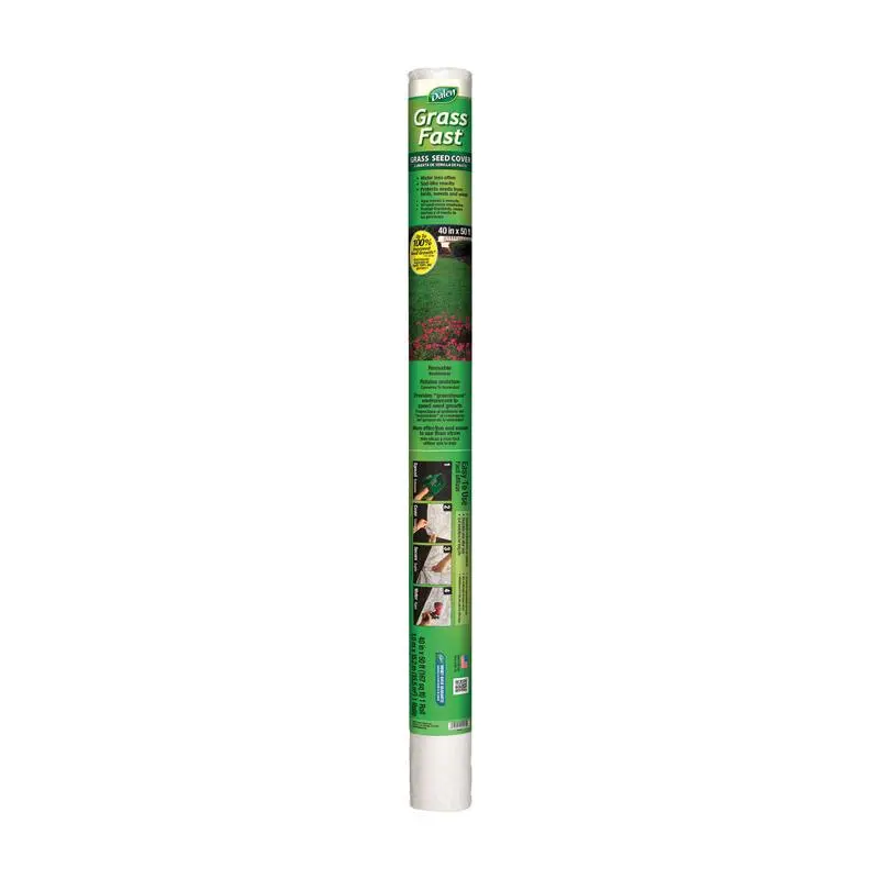 Dalen Gardeneer Grass Seed Cover Roll - White Outdoor Gardening Cloth, 0.8 lbs, 40 in Width, 50 Ft. Length, Traps Heat and Moisture, Improves Seed Germination, Ideal for Difficult Areas & Slopes