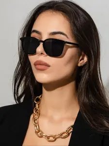 Women's Vintage Square Frame Sunglasses, Trendy Casual Sunglasses for Everyday Use, Fashion Accessories for Outdoor Activities