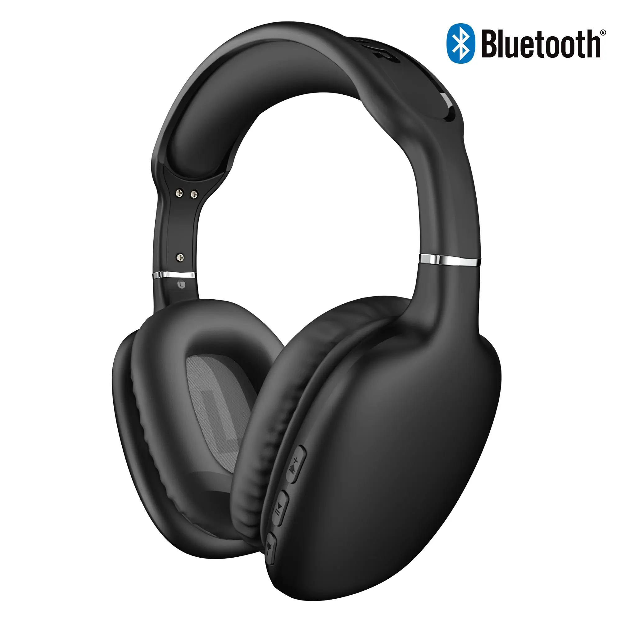 VIBE Wireless Foldable Headphones - Black, Electronic Audio Device with Memory Foam Cushion for Workout Use