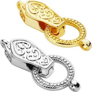 OHINGLT Fold Over Magnetic Necklace Clasps and Closures 18K Gold and Silver Plated Brass with Loop Magnet Converter for DIY Bracelet Jewelry Making