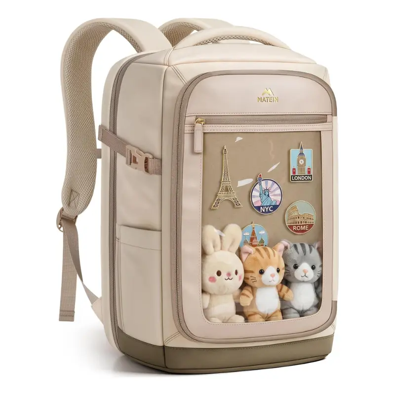 MATEIN HER Travel Backpack 18x14x8 with Clear Ita Bag Pocket, TSA Airline Approved Underseat Backpack, Personal Item Carry-on Bag Fits 17" Laptop & 40 oz Tumbler, Travel Gifts for Daughter Women Summer Sale