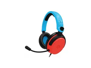 PC Accessory:  Wired Headset - 4Gamers C6 -100 - Neon Red & Blue:  Compatible with PC, PS5, Xbox X|S