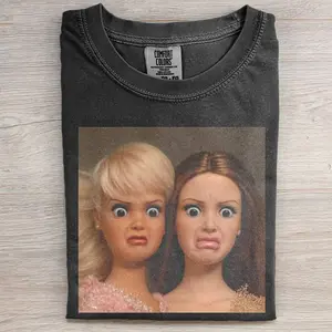 Disgusted Dolls Duo Shirt, Unhinged Baby Besties Meme Graphic Tee, Relatable Mood Statement Top